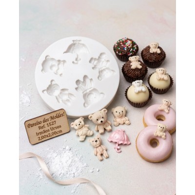 Molde de Silicone Confeitaria e Biscuit Irmãos Ursos - 1527