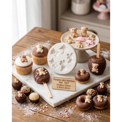 Molde de Silicone Confeitaria e Biscuit Irmãos Ursos - 1527