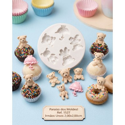 Molde de Silicone Confeitaria e Biscuit Irmãos Ursos - 1527