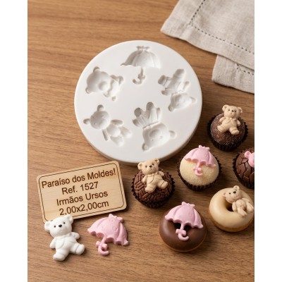Molde de Silicone Confeitaria e Biscuit Irmãos Ursos - 1527