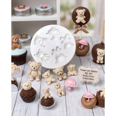 Molde de Silicone Confeitaria e Biscuit Irmãos Ursos - 1527