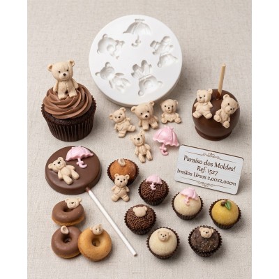 Molde de Silicone Confeitaria e Biscuit Irmãos Ursos - 1527