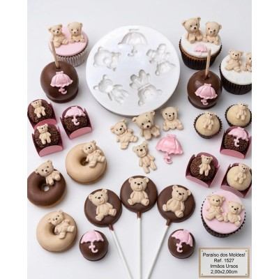 Molde de Silicone Confeitaria e Biscuit Irmãos Ursos - 1527