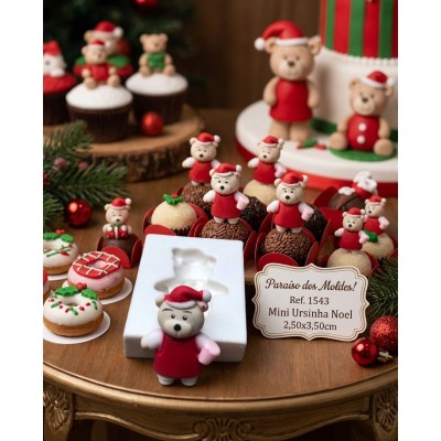 Molde de Silicone Urso Noel com Caneca - 1543