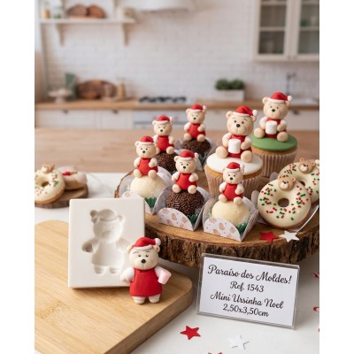 Molde de Silicone Urso Noel com Caneca - 1543