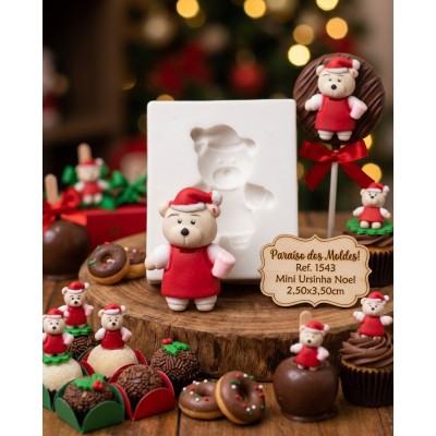 Molde de Silicone Urso Noel com Caneca - 1543