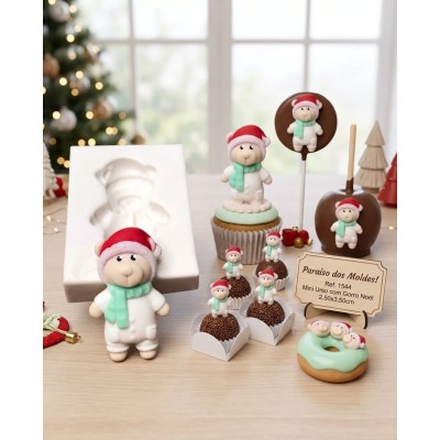 Molde de Silicone Urso Noel com Gorra - 1544