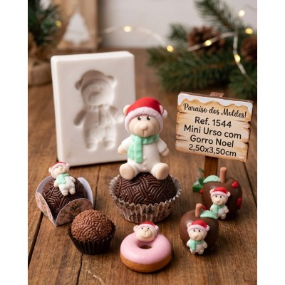 Molde de Silicone Urso Noel com Gorra - 1544
