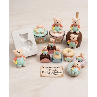 Molde de Silicone Urso com Jardineira - 1565