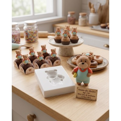 Molde de Silicone Urso com Jardineira - 1565