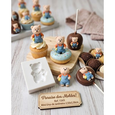 Molde de Silicone Urso com Jardineira - 1565