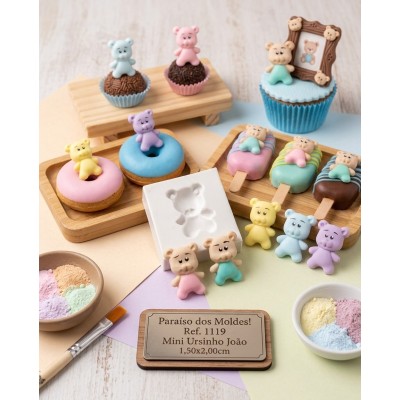 Molde de Silicone Mini Urso João - 1119