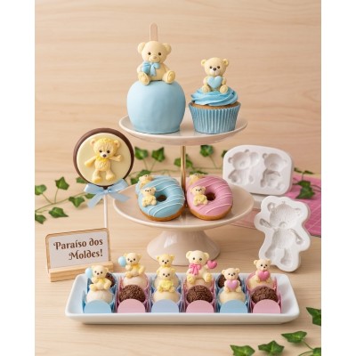 Molde de Silicone Cestinha Trio de Ursos