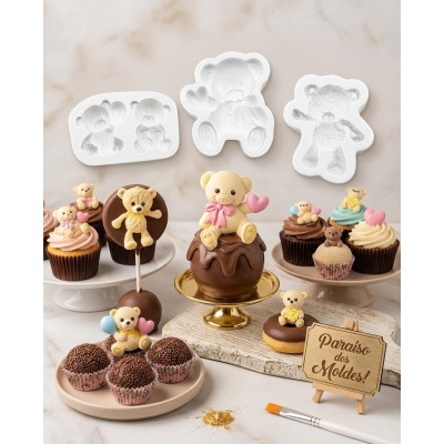 Molde de Silicone Cestinha Trio de Ursos