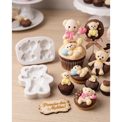 Molde de Silicone Cestinha Trio de Ursos
