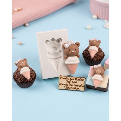 Molde de Silicone Confeitaria e Biscuit Sorvete com Ursinho 1710