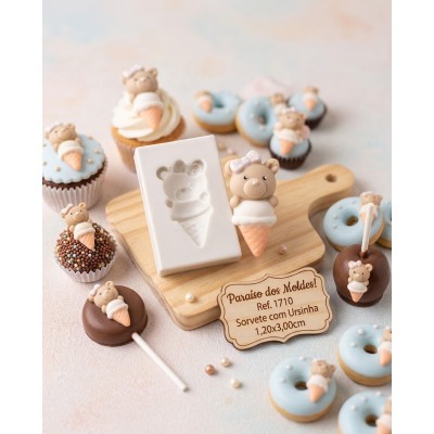 Molde de Silicone Confeitaria e Biscuit Sorvete com Ursinho 1710