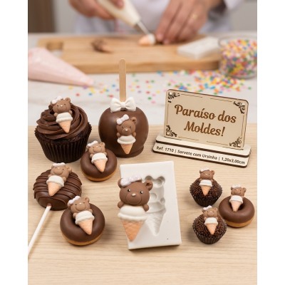 Molde de Silicone Confeitaria e Biscuit Sorvete com Ursinho 1710