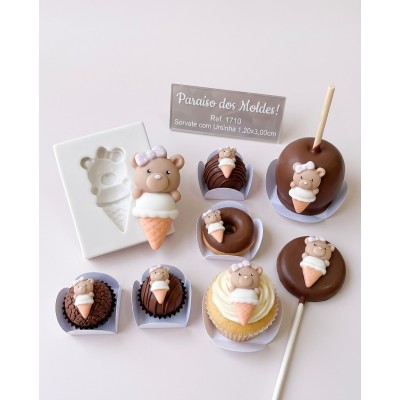 Molde de Silicone Confeitaria e Biscuit Sorvete com Ursinho 1710