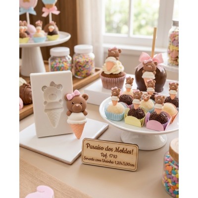 Molde de Silicone Confeitaria e Biscuit Sorvete com Ursinho 1710