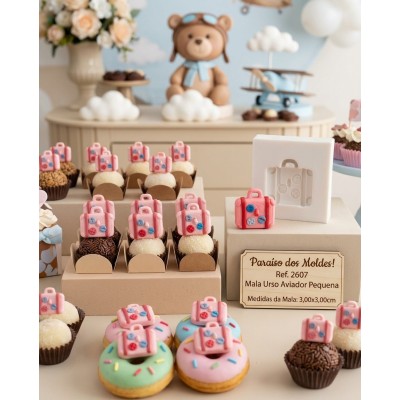 Molde de Silicone Mala Aviador Pequena 2607 Confeitaria Biscuit