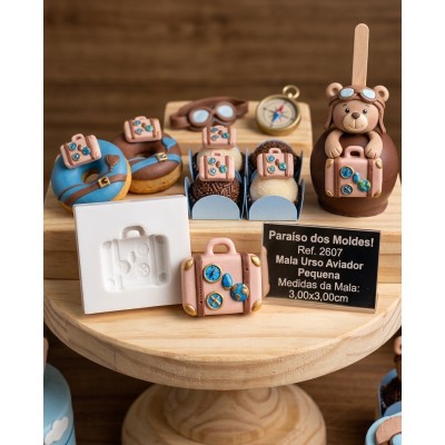Molde de Silicone Mala Aviador Pequena 2607 Confeitaria Biscuit