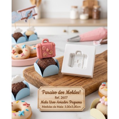 Molde de Silicone Mala Aviador Pequena 2607 Confeitaria Biscuit