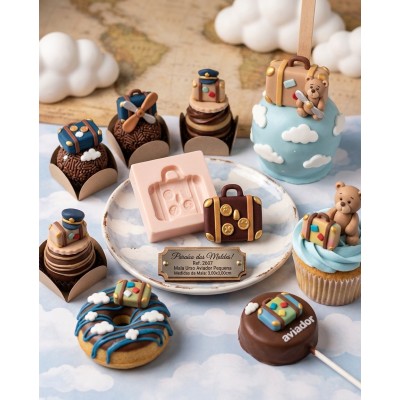 Molde de Silicone Mala Aviador Pequena 2607 Confeitaria Biscuit