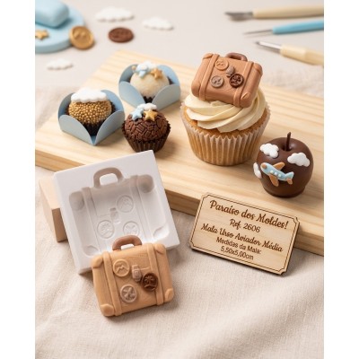 Molde de Silicone Mala Aviador Média 2606 Confeitaria Biscuit