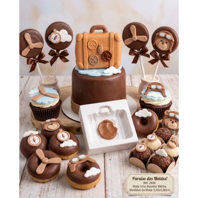 Molde de Silicone Mala Aviador Média 2606 Confeitaria Biscuit