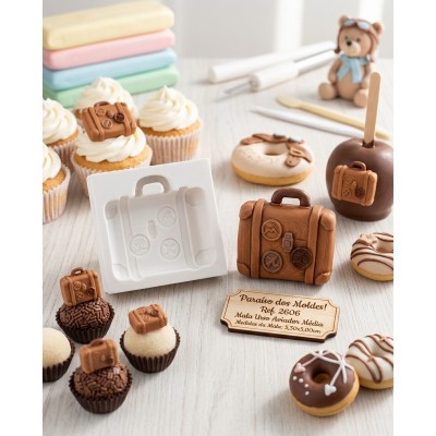 Molde de Silicone Mala Aviador Média 2606 Confeitaria Biscuit