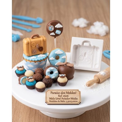 Molde de Silicone Mala Aviador Média 2606 Confeitaria Biscuit