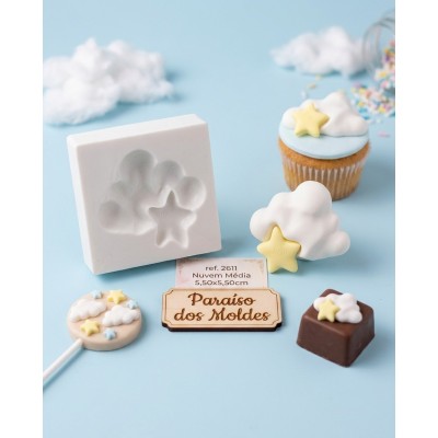 Molde de Silicone Nuvem Média 2611 Confeitaria Biscuit