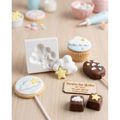 Molde de Silicone Nuvem Média 2611 Confeitaria Biscuit