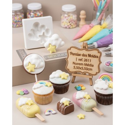 Molde de Silicone Nuvem Média 2611 Confeitaria Biscuit
