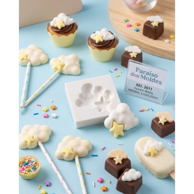 Molde de Silicone Nuvem Média 2611 Confeitaria Biscuit
