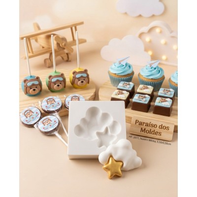Molde de Silicone Nuvem Média 2611 Confeitaria Biscuit