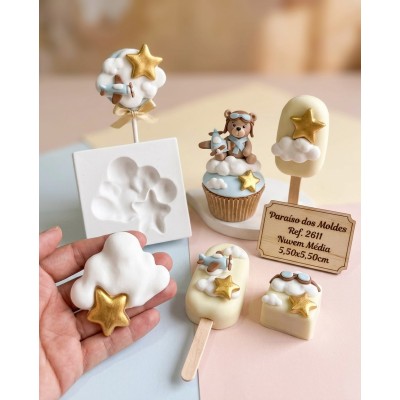 Molde de Silicone Nuvem Média 2611 Confeitaria Biscuit