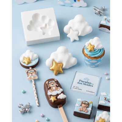 Molde de Silicone Nuvem Média 2611 Confeitaria Biscuit