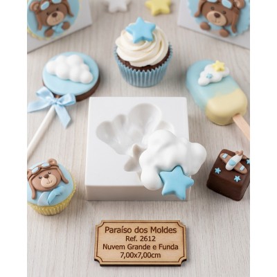 Molde de Silicone Nuvem Gorda com Estrela Grande e Funda 2612 Confeitaria Biscuit