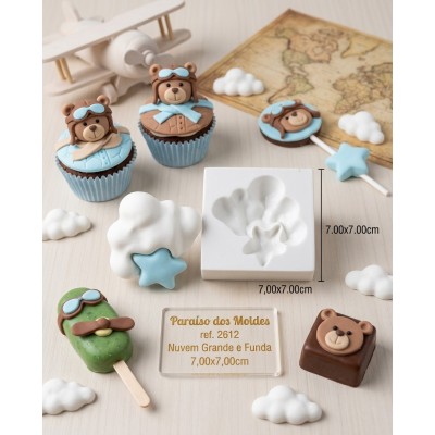 Molde de Silicone Nuvem Gorda com Estrela Grande e Funda 2612 Confeitaria Biscuit