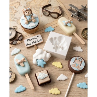 Molde de Silicone Nuvem Gorda com Estrela Grande e Funda 2612 Confeitaria Biscuit