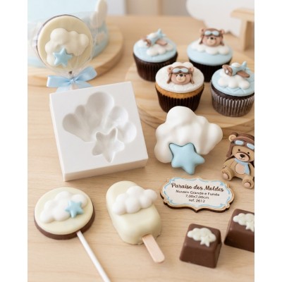 Molde de Silicone Nuvem Gorda com Estrela Grande e Funda 2612 Confeitaria Biscuit