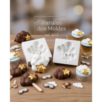 Molde de Silicone Nuvem Gorda com Estrela Grande e Funda 2612 Confeitaria Biscuit