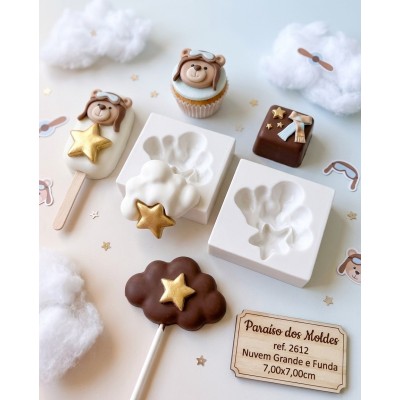 Molde de Silicone Nuvem Gorda com Estrela Grande e Funda 2612 Confeitaria Biscuit