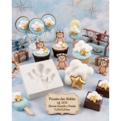 Molde de Silicone Nuvem Gorda com Estrela Grande e Funda 2612 Confeitaria Biscuit