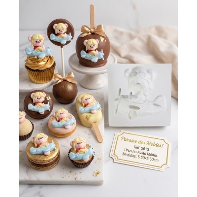 Molde de Silicone Urso no Avião Médio 2613 Confeitaria Biscuit
