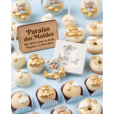 Molde de Silicone Urso no Avião Pequeno 2614 Confeitaria Biscuit