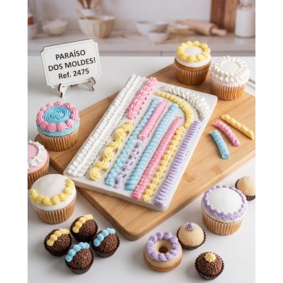 Molde de Silicone Placa para Confeitar Confeitaria e Biscuit 2475