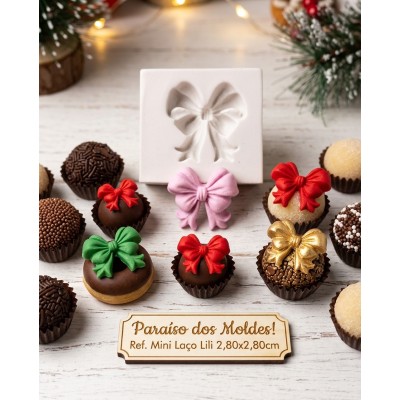 Molde de Silicone Mini Laço Lili 2602 Confeitaria Biscuit